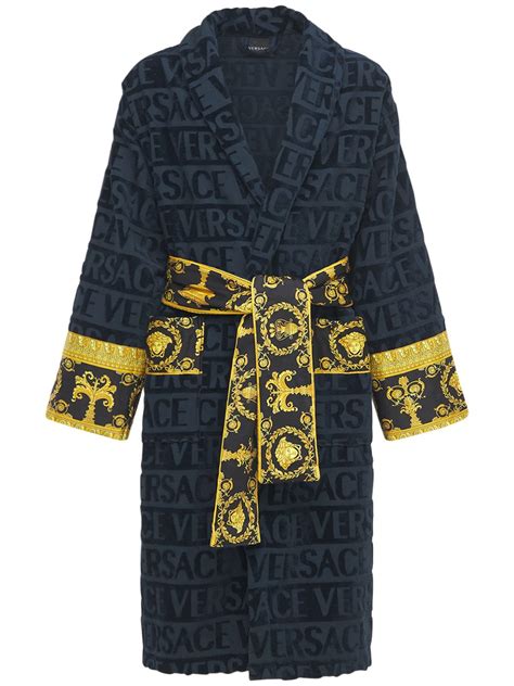 royal blue versace robe|hooded Versace robe.